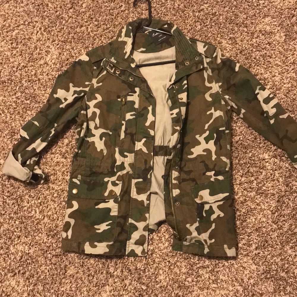 Camo army pattern denim jacket